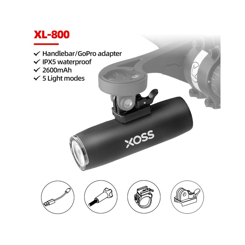 XOSS Bike Light Headlight 800Lm Waterproof USB Rechargeable MTB Front Lamp Outdoor Cycling Accessories