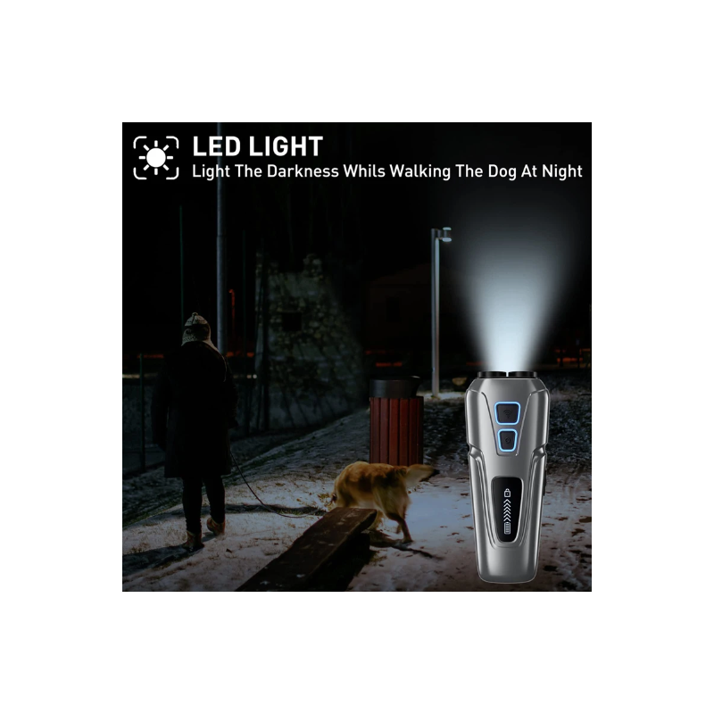 Ultrasonic Dog Repeller with LED Flashlight Portable Anti Barking Solution Humane Dog Training Device