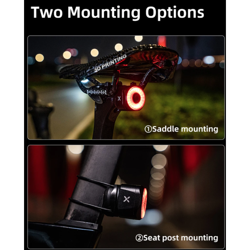 XOSS XR Pro Smart Rear Light Bicycle Safety with Automatic Brake Detection USB Charging Waterproof Design