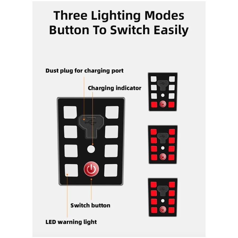 ROCKBROS Bicycle Helmet LED Rear Light Ultralight Design Rechargeable Cycling Safety Gear for Road MTB
