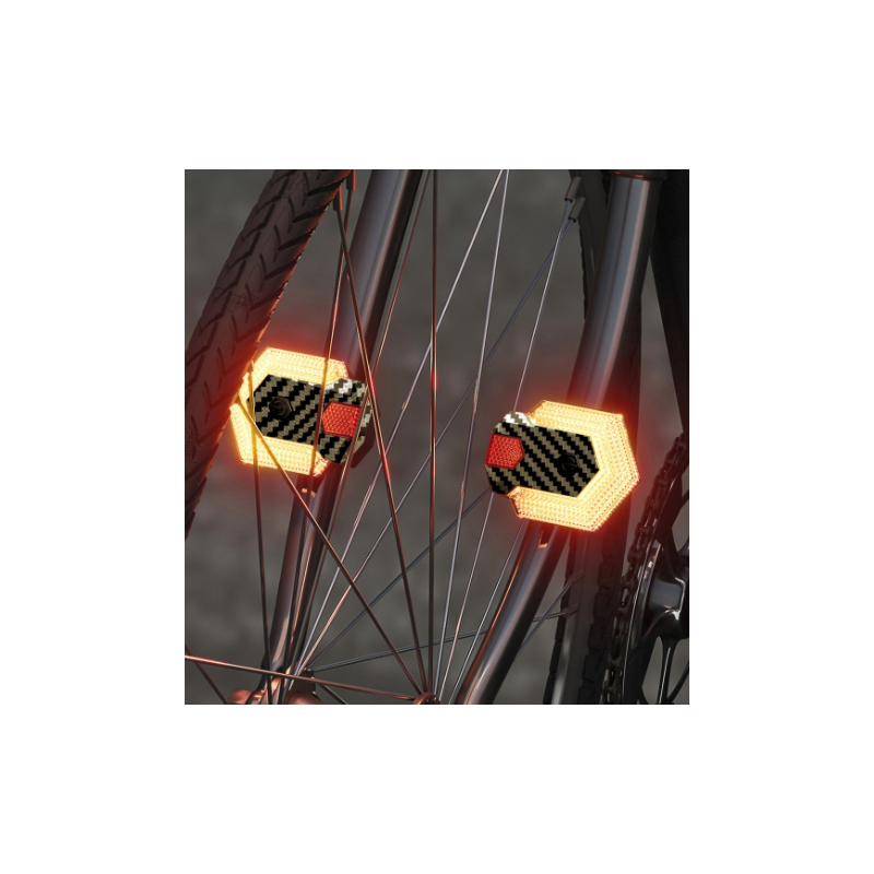 CarryBright carbon fiber 4 Pcs Bike Tail Light with Turn Signals, USB Rechargeable Bike Turn Signals Front and Rear Bright LED Safety Warning, Wireless Remote Control Waterproof Bicycle Turn Signals Light for Ebike