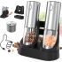 2-Speed Electric Salt and Pepper Grinder Set Rechargeable Stainless Steel Pepper Mills with Charging Base, 190ML Spice Mill Kitchen Tools
