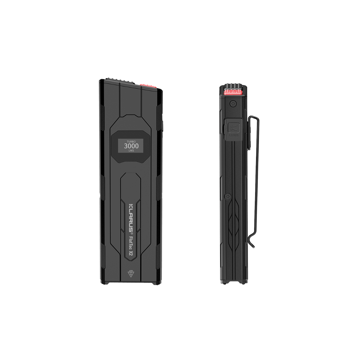 klarus X2 Ultra-Thin Palm-Sized EDC Tactical Flashlight, USB-C Rechargeable 3000 Lumens Compact & Mighty Pocket Light