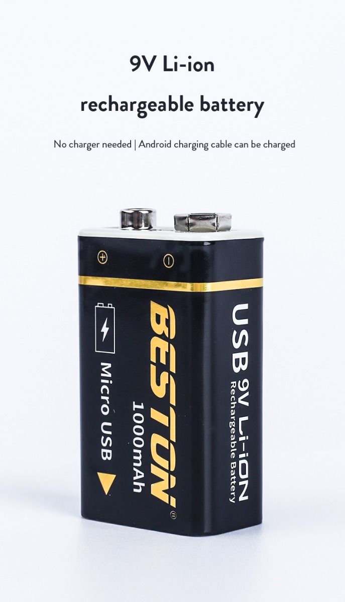 Beston 9V 1000mAh Micro USB Rechargeable Battery Eco-Friendly Power for RC Helicopter Microphone and Toys