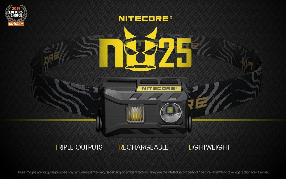 Nitecore NU25 XP-G2 S3 LED Rechargeable Headlamp 360 Lumens Lightweight Adventure Accessory Outdoor Lighting