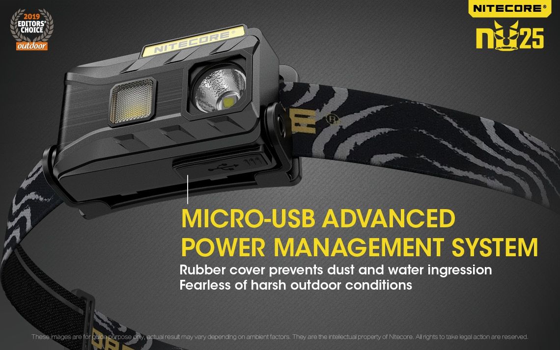 Nitecore NU25 XP-G2 S3 LED Rechargeable Headlamp 360 Lumens Lightweight Adventure Accessory Outdoor Lighting