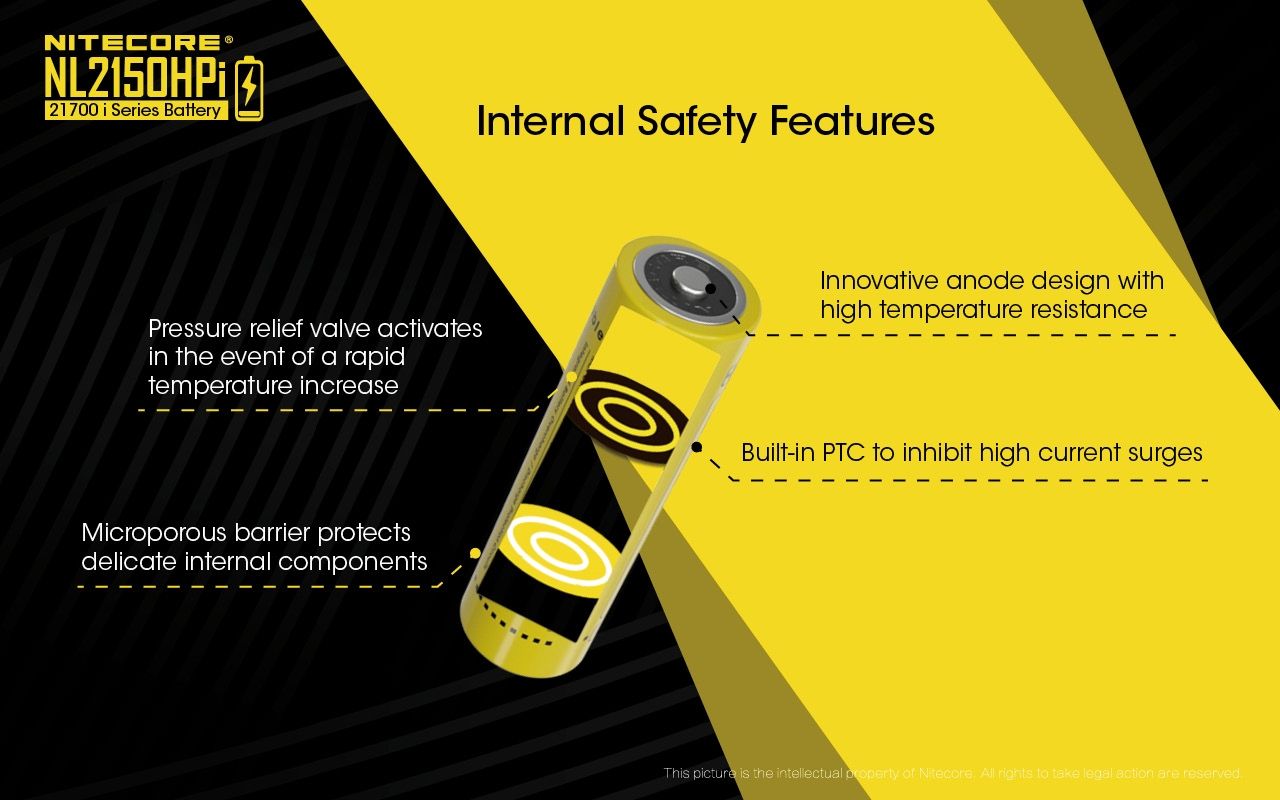 NITECORE NL2150HPi 5000mAh 21700 Li-ion Rechargeable Battery High Performance for Flashlight and Vape