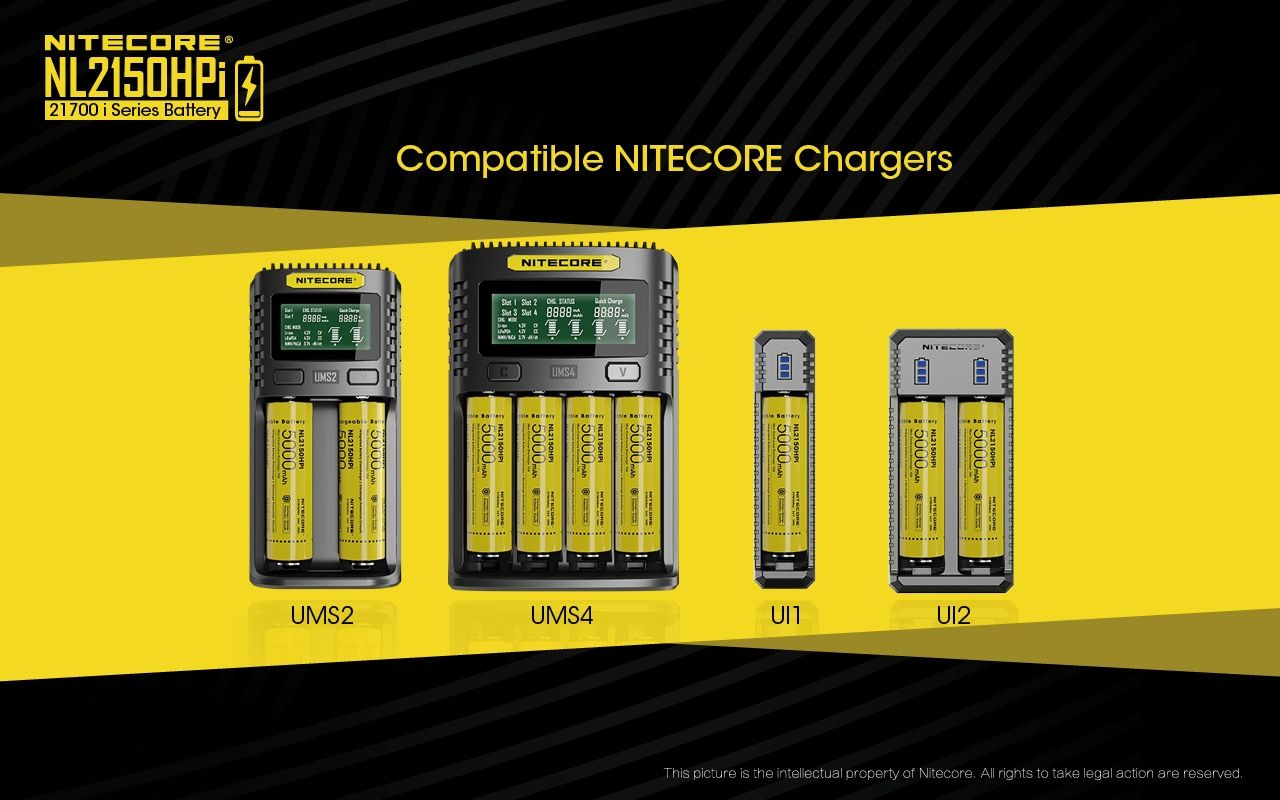 NITECORE NL2150HPi 5000mAh 21700 Li-ion Rechargeable Battery High Performance for Flashlight and Vape