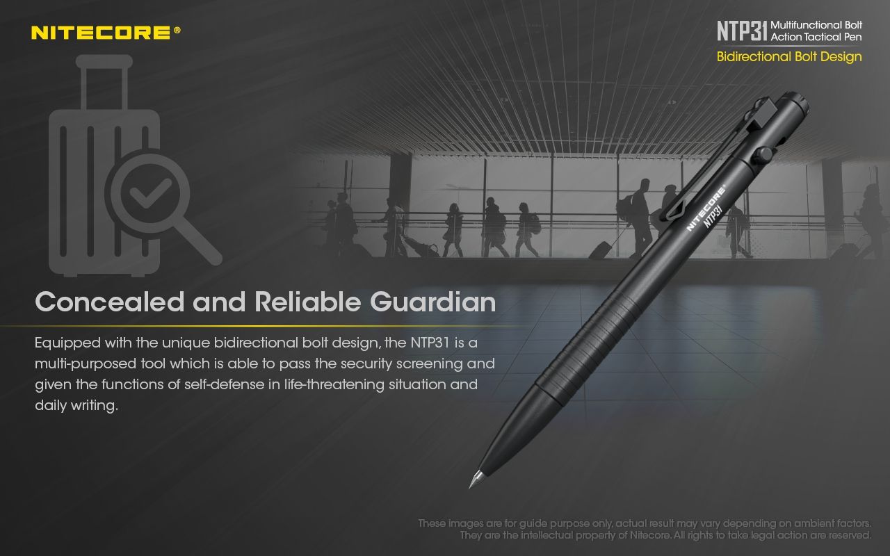 NITECORE NTP31 Ergonomic Bolt Action Tactical Pen Durable Aluminum Alloy Multifunctional Glass Breaker