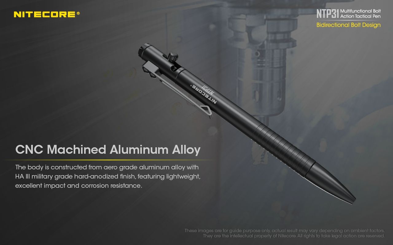 NITECORE NTP31 Ergonomic Bolt Action Tactical Pen Durable Aluminum Alloy Multifunctional Glass Breaker