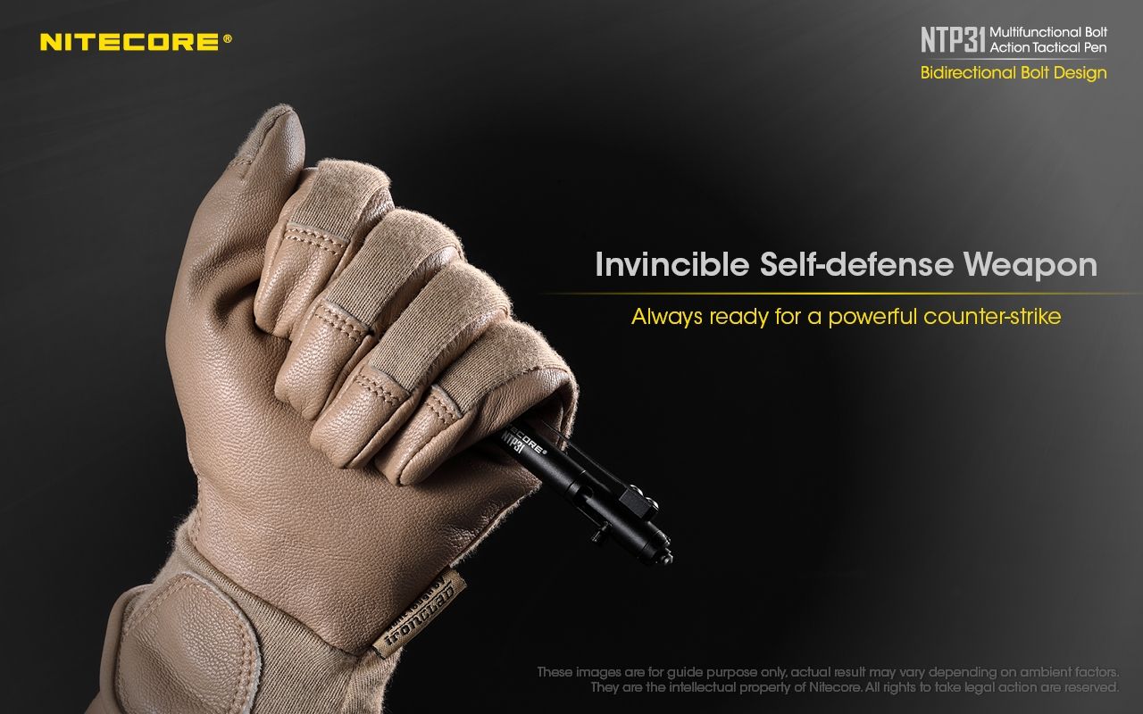 NITECORE NTP31 Ergonomic Bolt Action Tactical Pen Durable Aluminum Alloy Multifunctional Glass Breaker