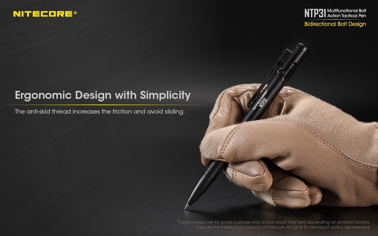 NITECORE NTP31 Ergonomic Bolt Action Tactical Pen Durable Aluminum Alloy Multifunctional Glass Breaker