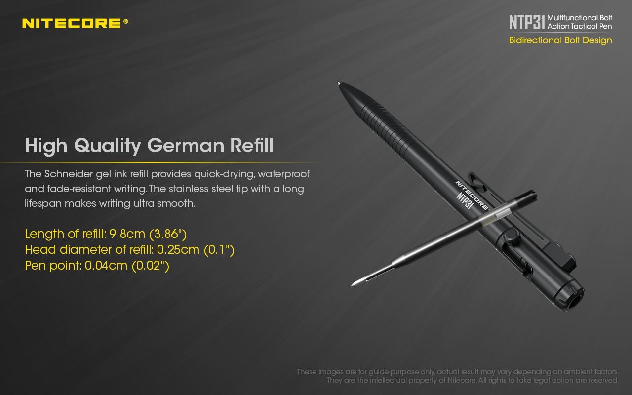 NITECORE NTP31 Ergonomic Bolt Action Tactical Pen Durable Aluminum Alloy Multifunctional Glass Breaker