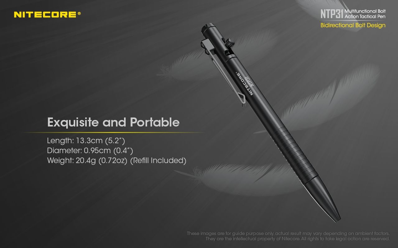 NITECORE NTP31 Ergonomic Bolt Action Tactical Pen Durable Aluminum Alloy Multifunctional Glass Breaker