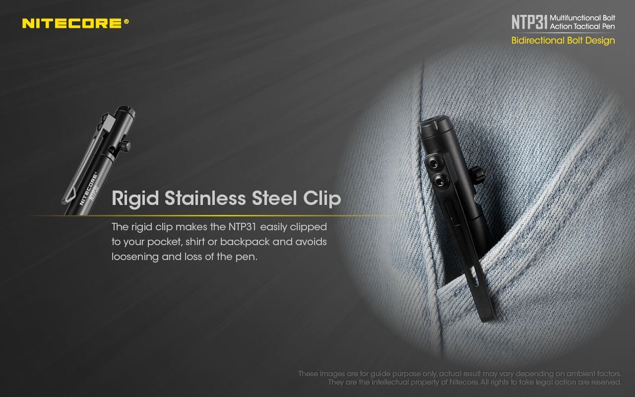 NITECORE NTP31 Ergonomic Bolt Action Tactical Pen Durable Aluminum Alloy Multifunctional Glass Breaker
