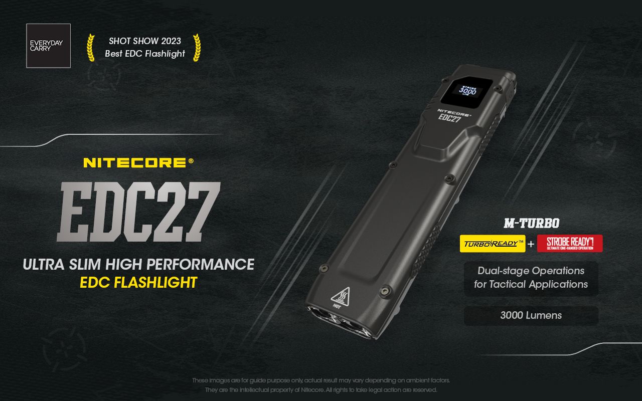 NITECORE EDC27 Lightweight 3000 Lumen Rechargeable Flashlight for Outdoor Adventures and Emergency Preparedness