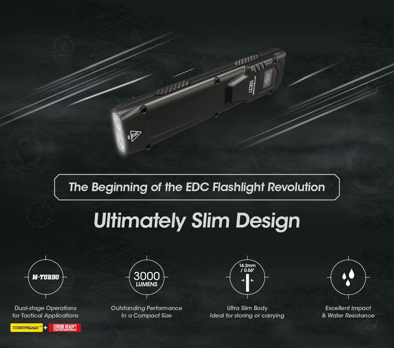 NITECORE EDC27 Lightweight 3000 Lumen Rechargeable Flashlight for Outdoor Adventures and Emergency Preparedness