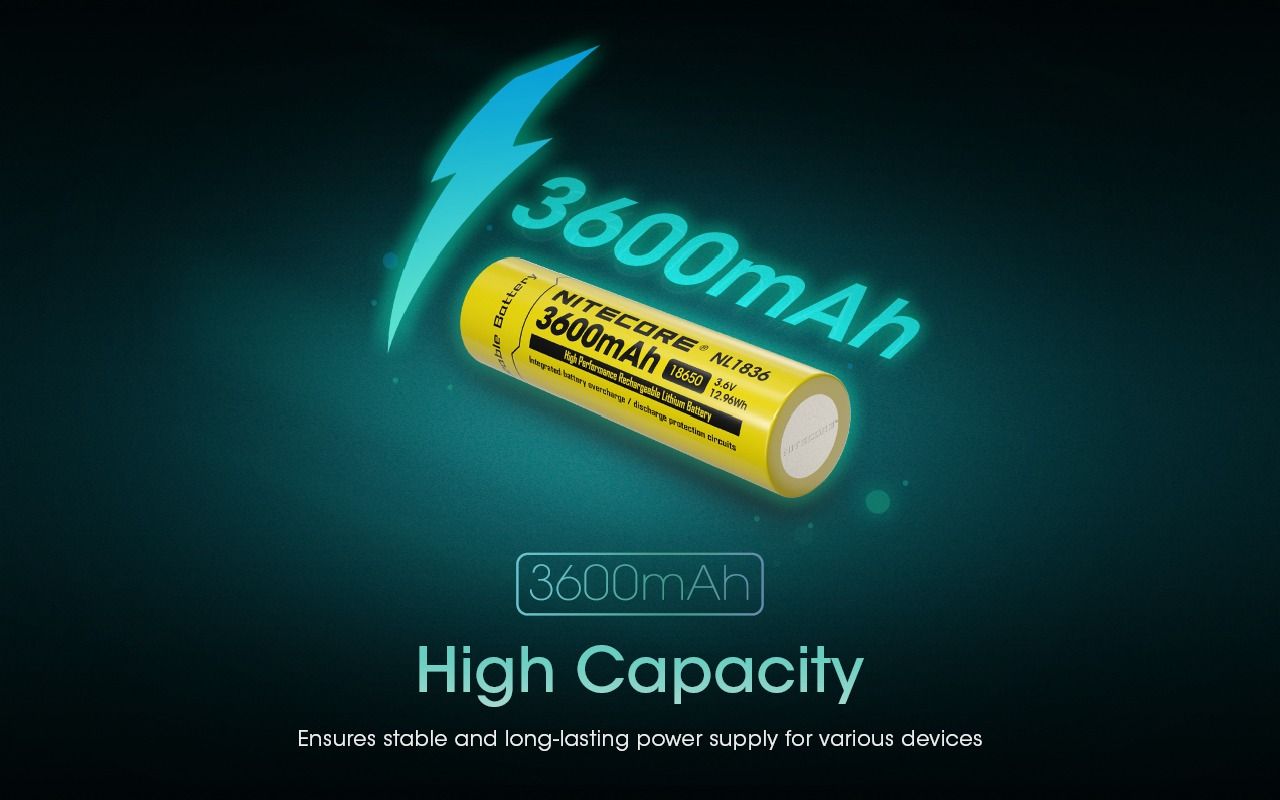 Nitecore 18650 NL1836 3600mAh Li-ion Rechargeable Battery