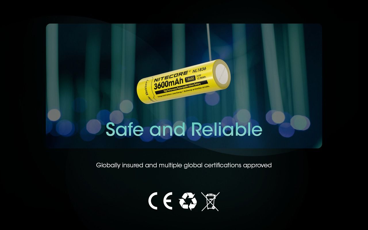Nitecore 18650 NL1836 3600mAh Li-ion Rechargeable Battery