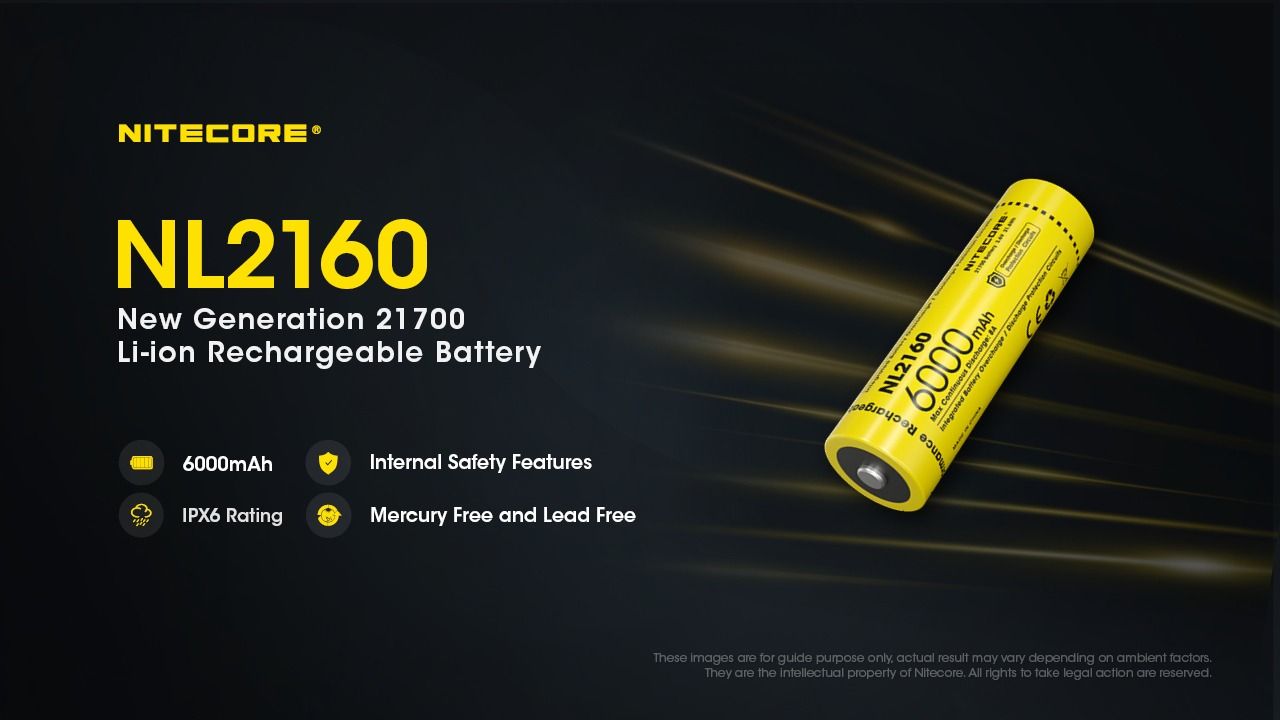 NITECORE NL2160 6000mAh 21700 Li-ion Rechargeable Battery 