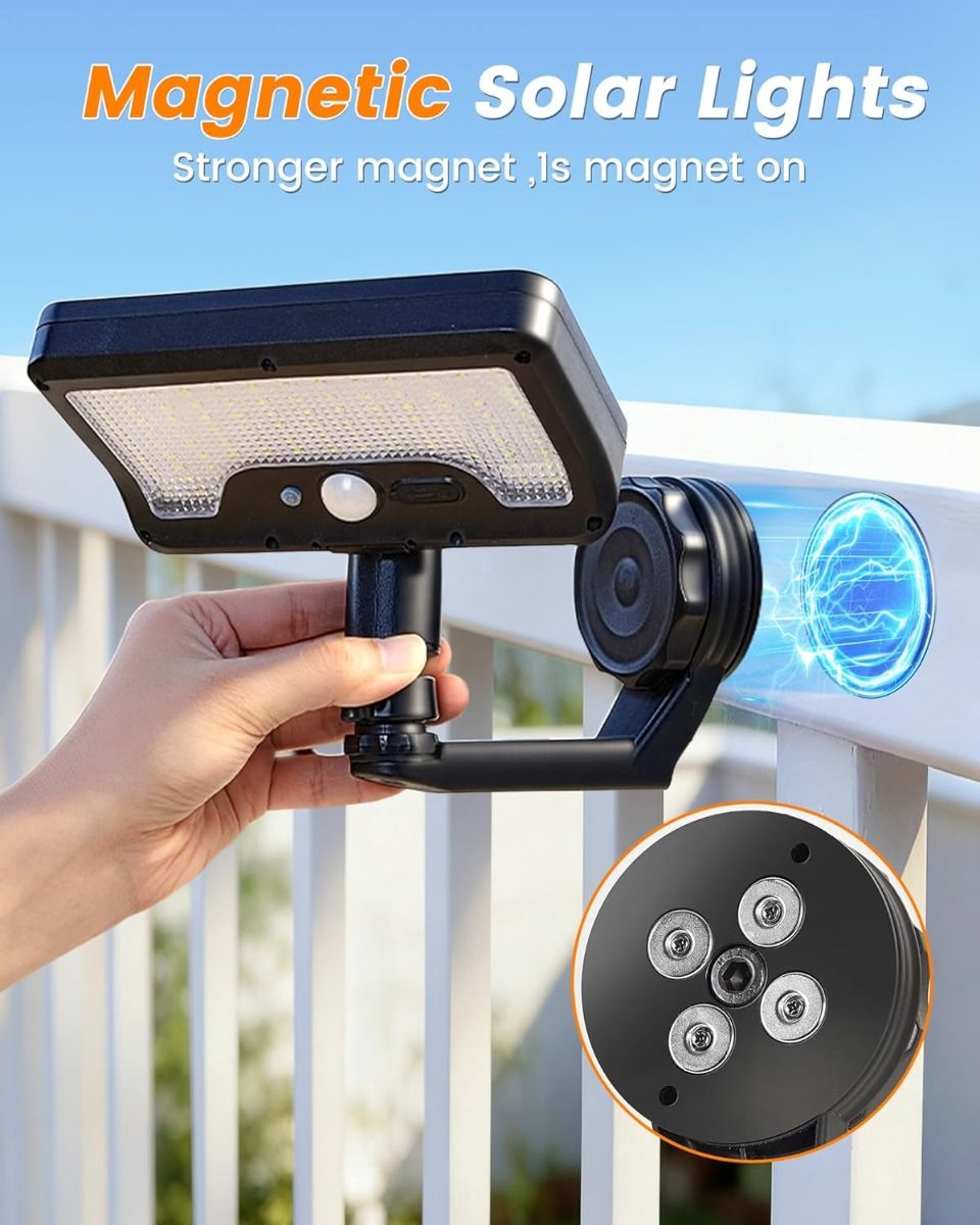 Garden light,Magnetic Solar Lights Outdoor,RV Exterior Lights with Motion Sensor, 92LED 600LM Solar Security Lights IP65 Waterproof (2Pack)