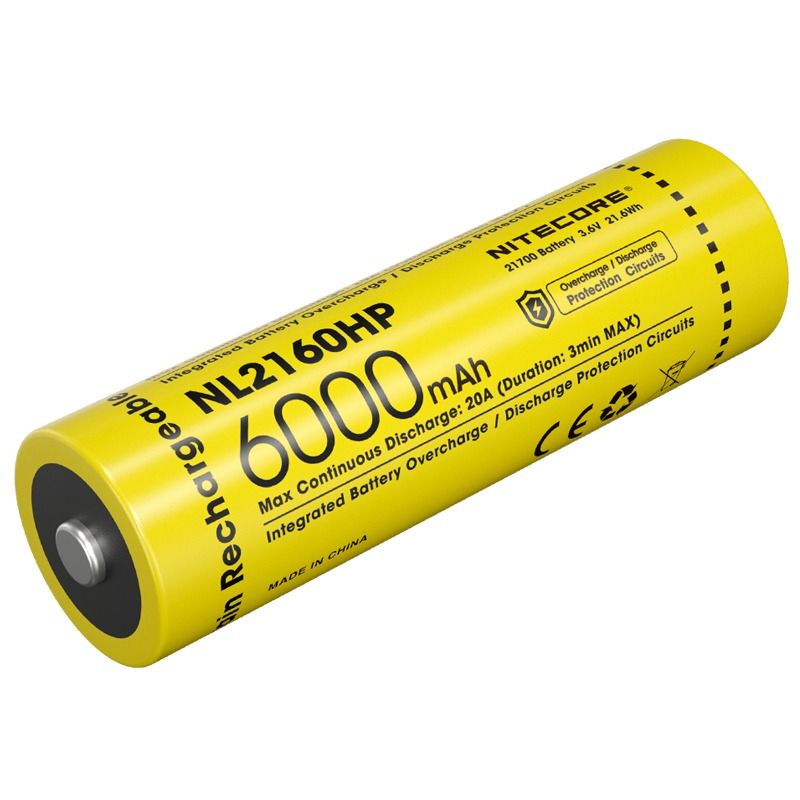 NITECORE NL2160HP 6000mAh 3.6V 21700 USB-C Li-ion Rechargeable Battery High Capacity Portable Power Source