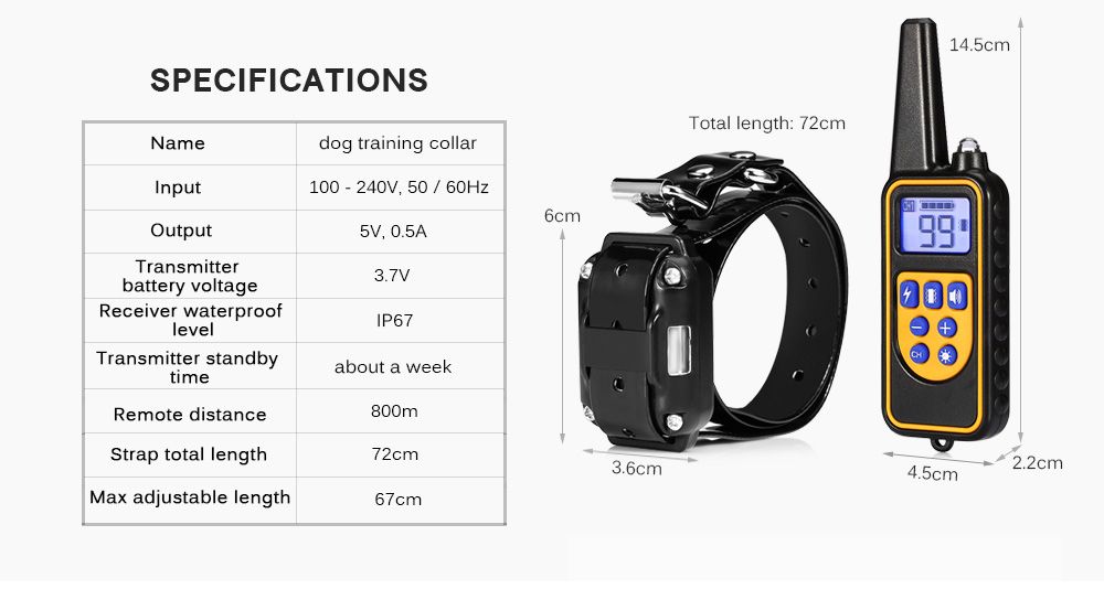 800m Electric Dog Training Collar Waterproof with Adjustable Vibration Levels for All Size Dogs