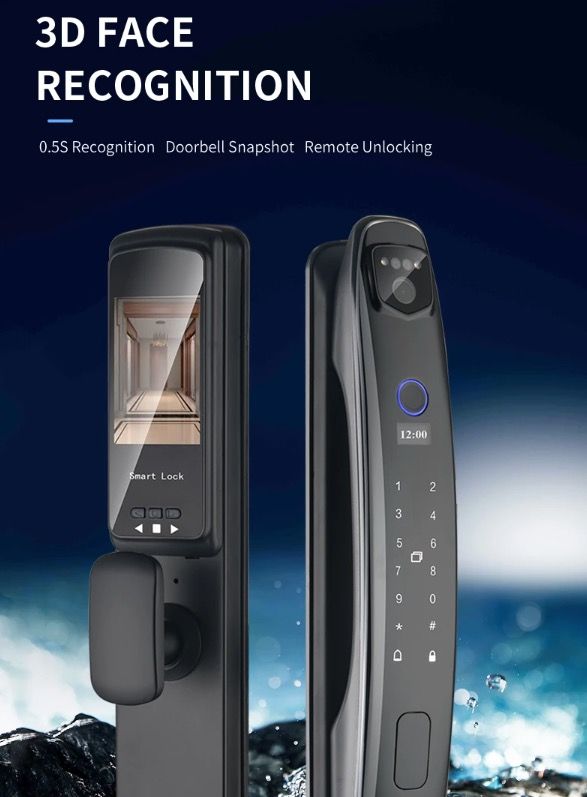 3D Face Smart Door Lock Security Camera Monitor with Intelligent Fingerprint Modern Home Security System