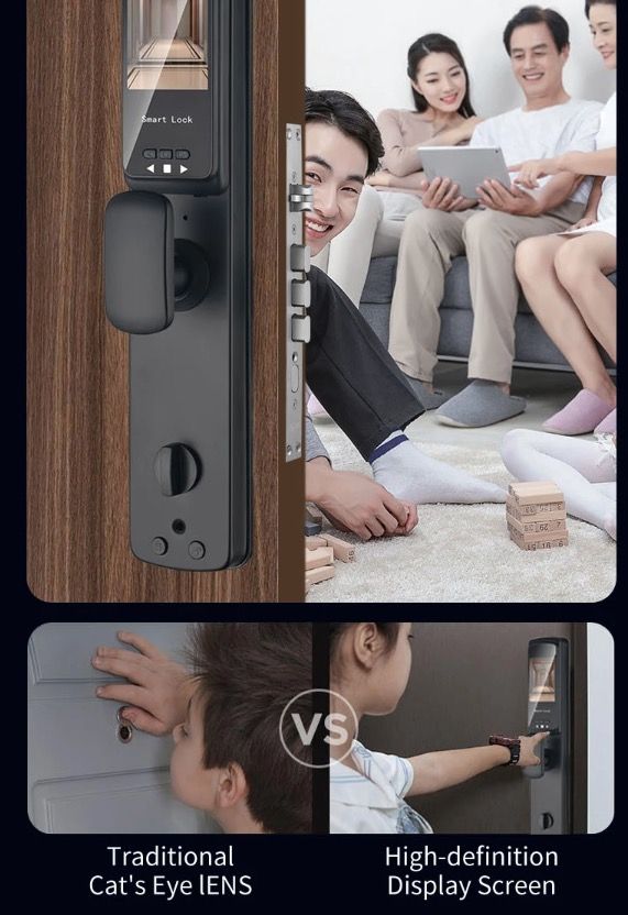 3D Face Smart Door Lock Security Camera Monitor with Intelligent Fingerprint Modern Home Security System