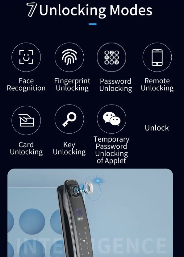 3D Face Smart Door Lock Security Camera Monitor with Intelligent Fingerprint Modern Home Security System