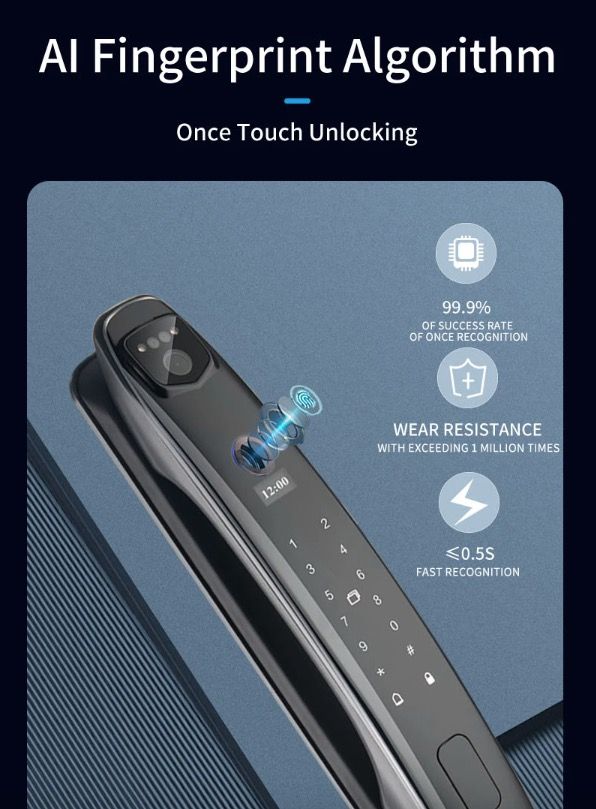 3D Face Smart Door Lock Security Camera Monitor with Intelligent Fingerprint Modern Home Security System