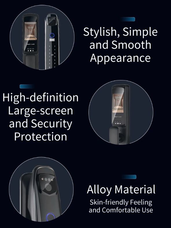 3D Face Smart Door Lock Security Camera Monitor with Intelligent Fingerprint Modern Home Security System