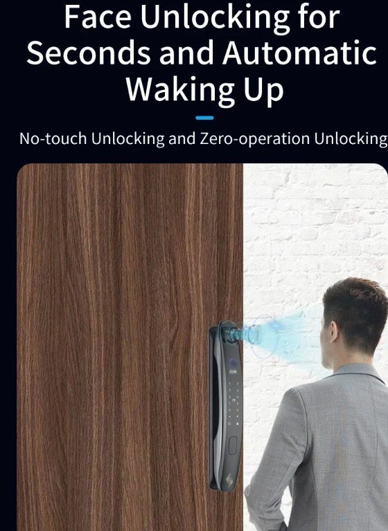 3D Face Smart Door Lock Security Camera Monitor with Intelligent Fingerprint Modern Home Security System