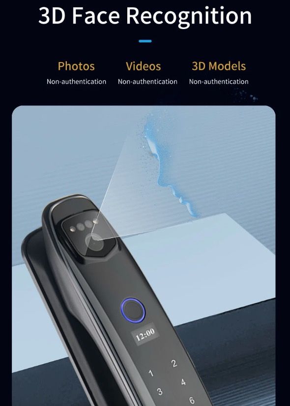 3D Face Smart Door Lock Security Camera Monitor with Intelligent Fingerprint Modern Home Security System