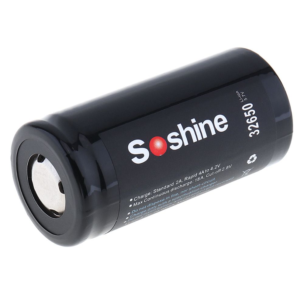 Soshine 6500mAh 3.7V 32650 Lithium Rechargeable Battery High Energy Density Long Lifespan for Tools Gadgets