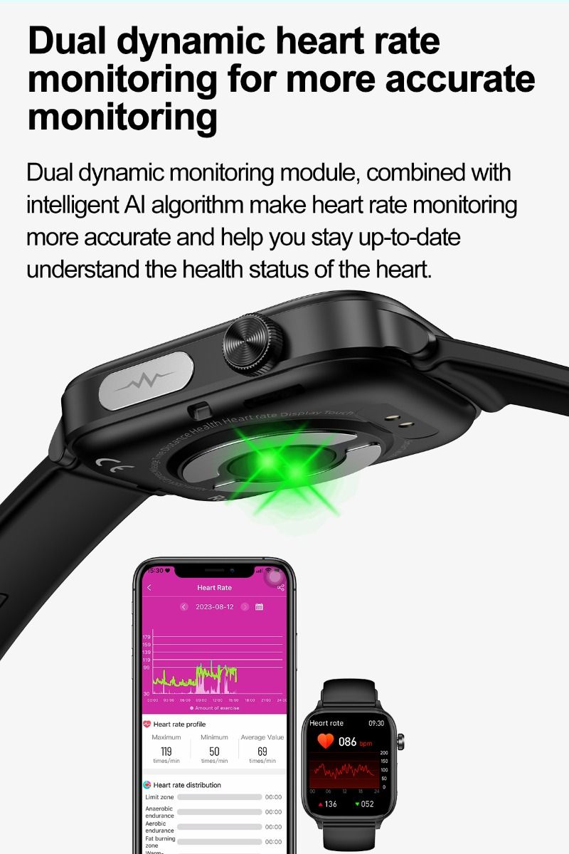 ET570 Blood Glucose Smart Watch ECG Heart Rate Blood Pressure Smartwatch