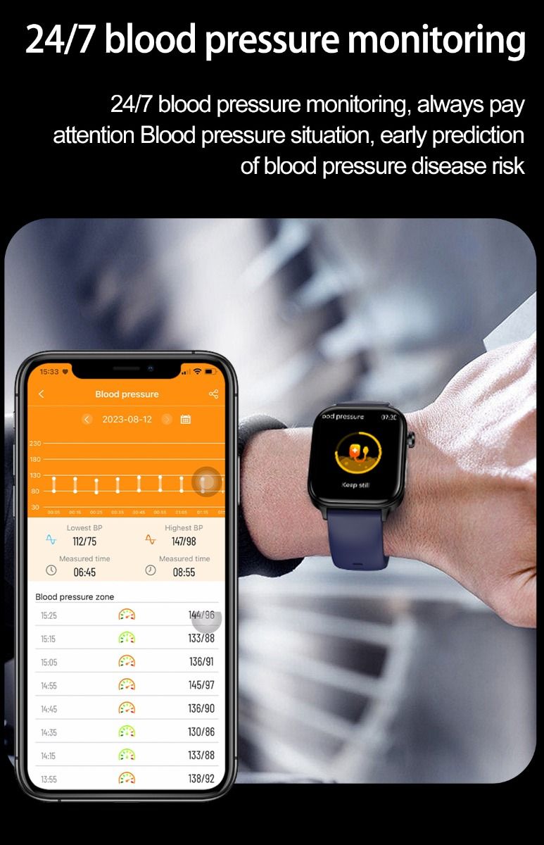 ET570 Blood Glucose Smart Watch ECG Heart Rate Blood Pressure Smartwatch