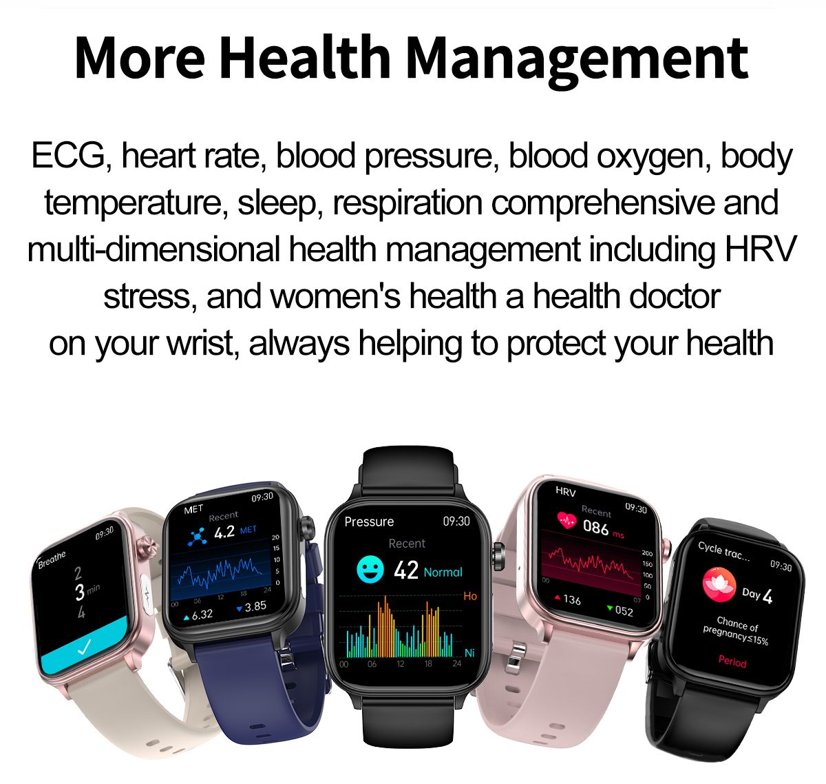 ET570 Blood Glucose Smart Watch ECG Heart Rate Blood Pressure Smartwatch
