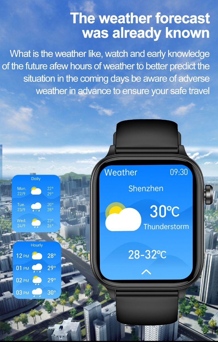 ET570 Blood Glucose Smart Watch ECG Heart Rate Blood Pressure Smartwatch