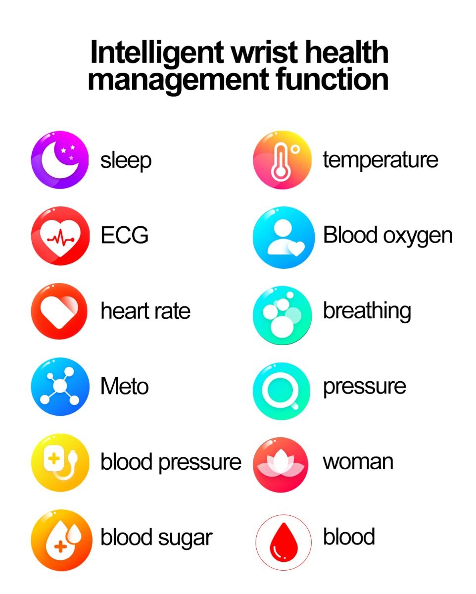 ET570 Blood Glucose Smart Watch ECG Heart Rate Blood Pressure Smartwatch