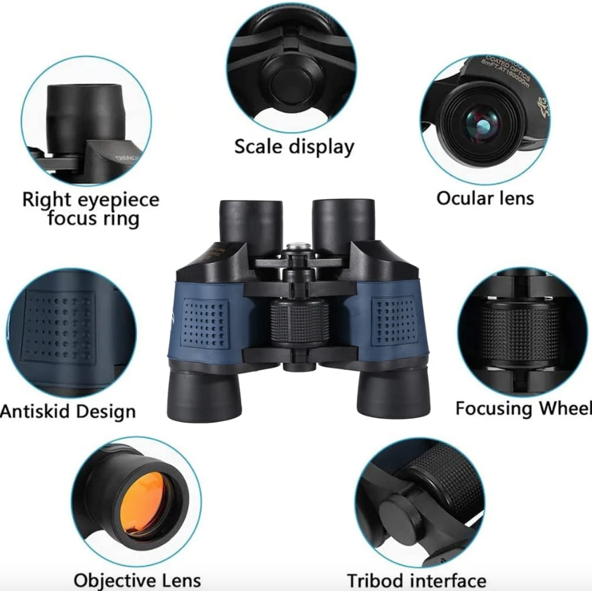 60x60 BAK4 Binoculars Powerful HD Optical Telescope for Birdwatching Hiking Sports Portable Adventure Gear