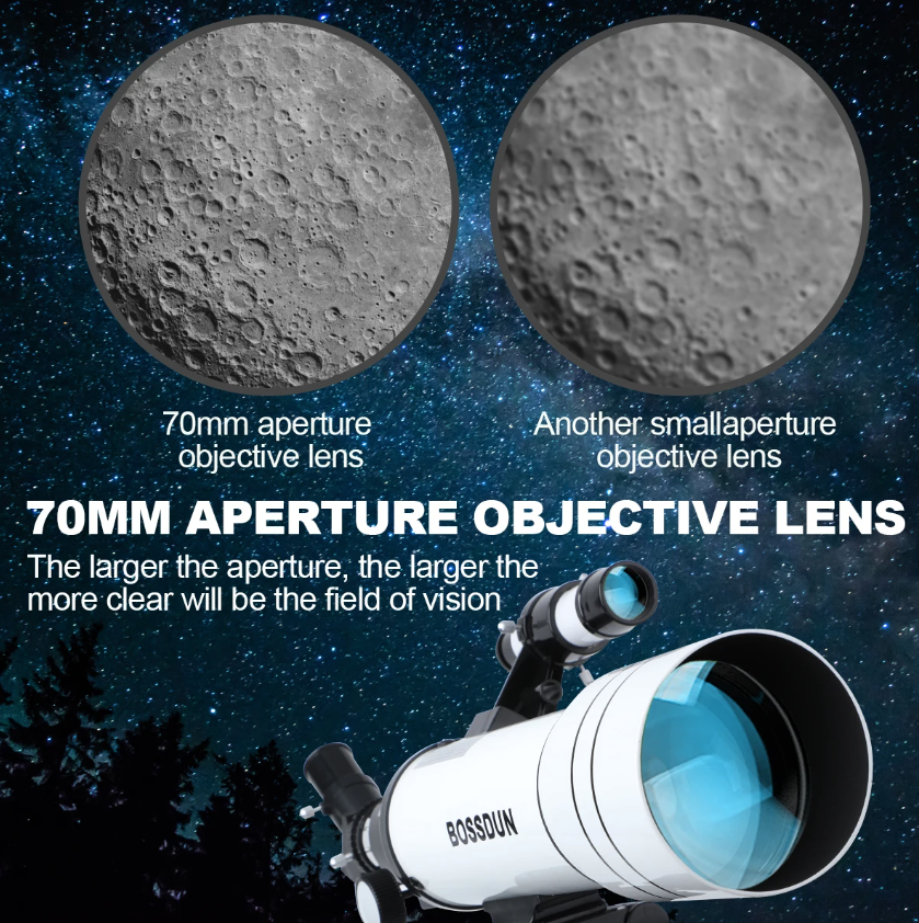 Bossdun 333X Professional Astronomical Telescope for Kids Large Objective Lens for Moon Observation and Stargazing