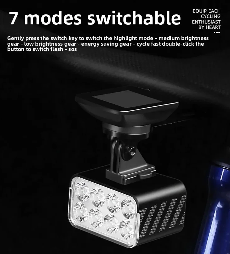 Wireless Remote Hoisting Bike Headlight 1800 Lumens Lifting Front Head Lamp