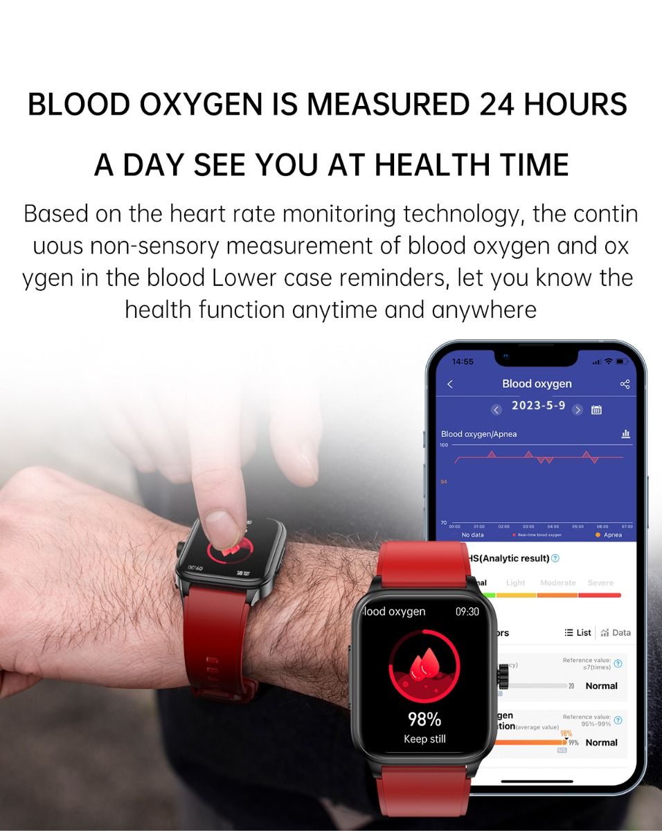 ET540 Blood glucose ECG Body temperature Blood pressure Blood oxygen Heart rate Bluetooth call Smartwatch Fitness Tracker
