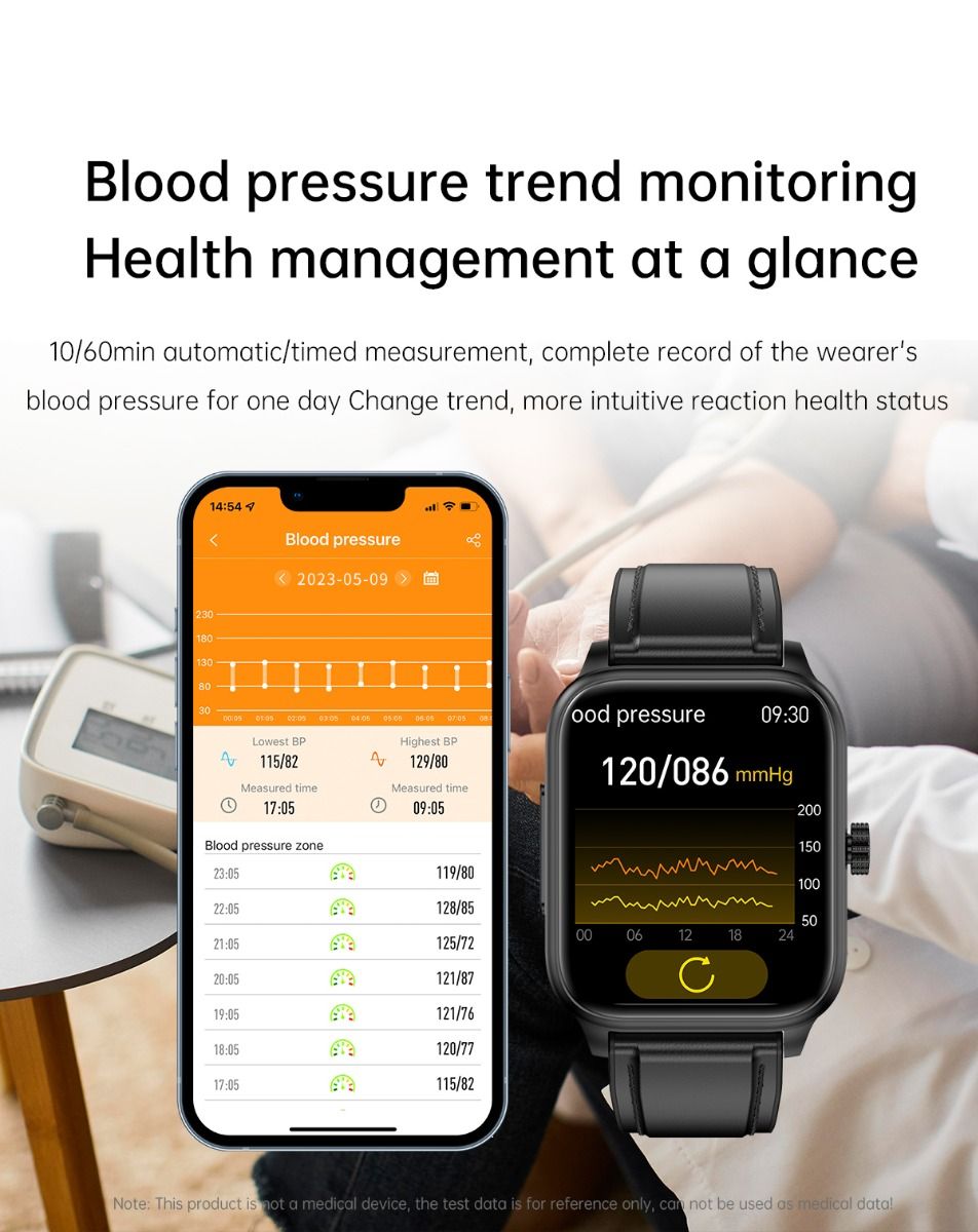ET540 Blood glucose ECG Body temperature Blood pressure Blood oxygen Heart rate Bluetooth call Smartwatch Fitness Tracker