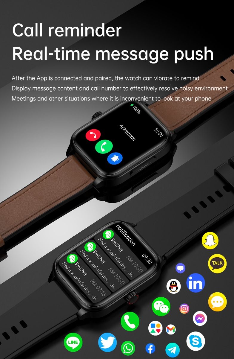 ET540 Blood glucose ECG Body temperature Blood pressure Blood oxygen Heart rate Bluetooth call Smartwatch Fitness Tracker