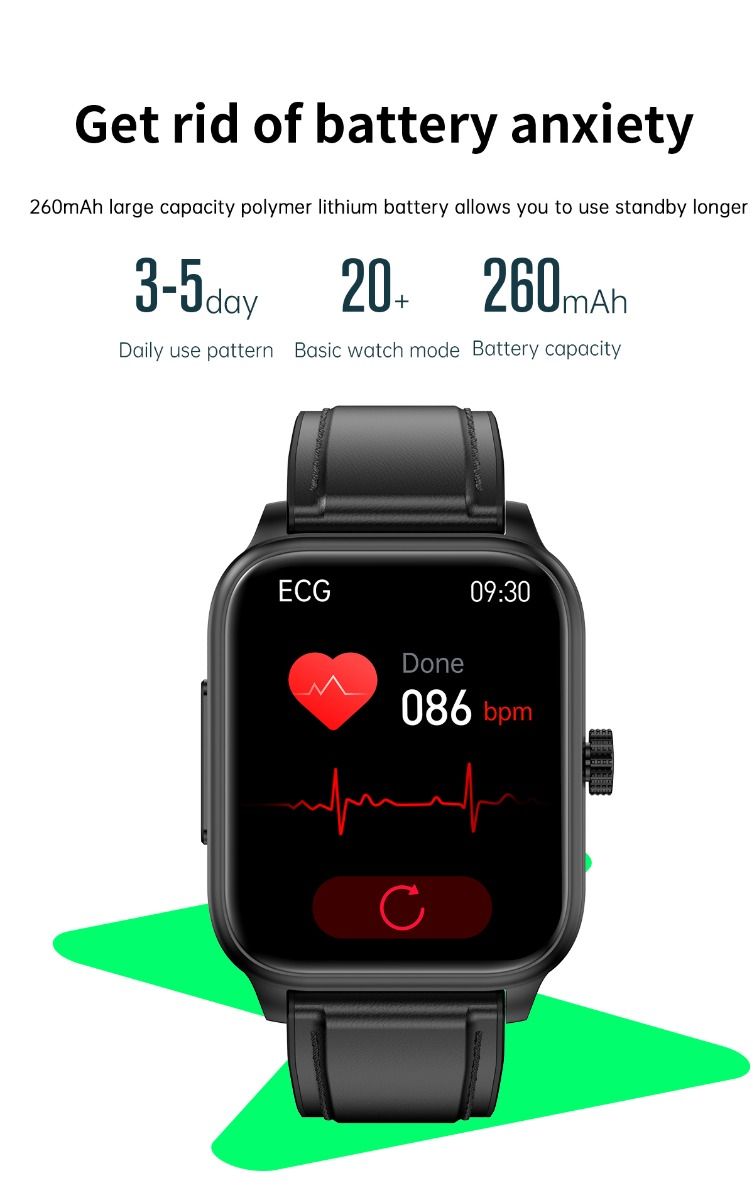 ET540 Blood glucose ECG Body temperature Blood pressure Blood oxygen Heart rate Bluetooth call Smartwatch Fitness Tracker