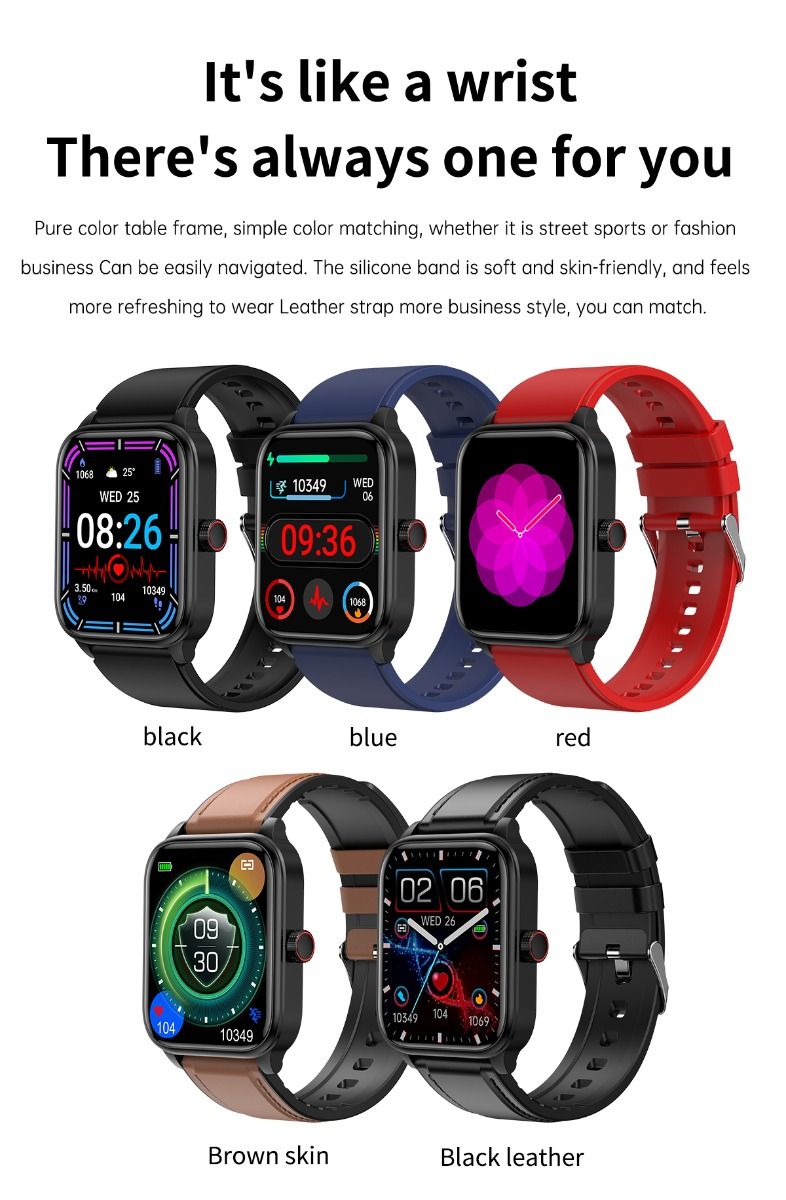 ET540 Blood glucose ECG Body temperature Blood pressure Blood oxygen Heart rate Bluetooth call Smartwatch Fitness Tracker