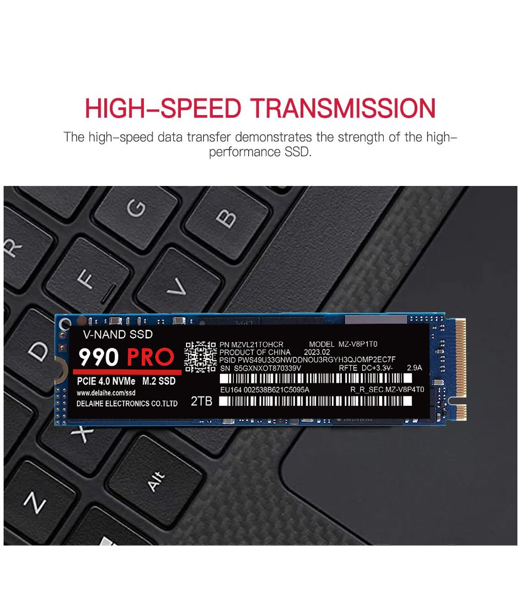 SSD high speed 990 PRO PCIe 4.0 NVMe 4.0 M.2 2280 1TB 2TB 4TB SSD Internal Solid State Hard Drive For Laptop PC PS4