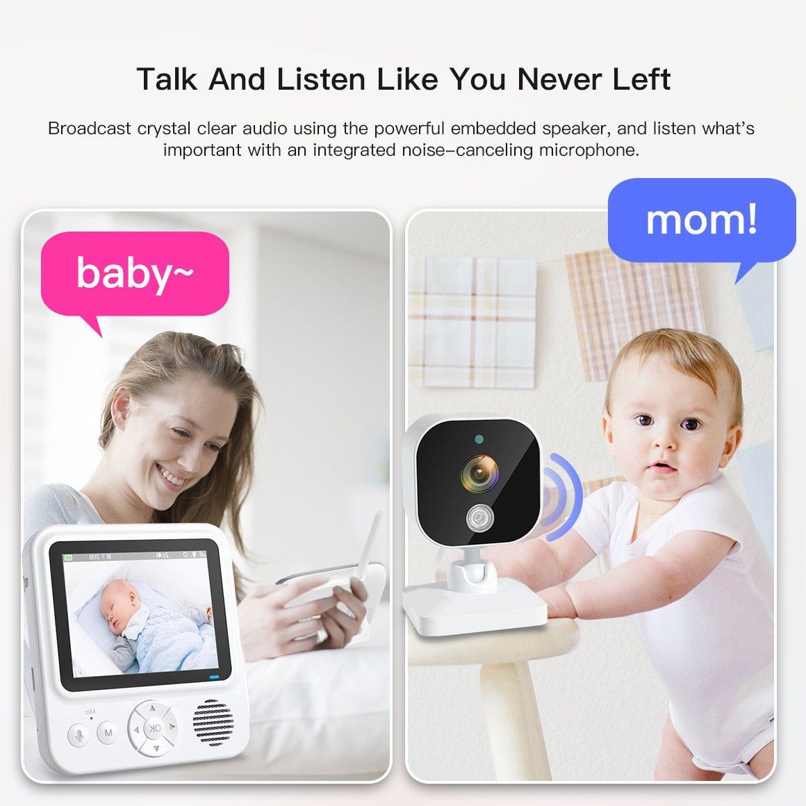 Experience Peace of Mind with AMB900 2.8 Inch Video Baby Monitor 720P HD Night Vision and Two Way Intercom